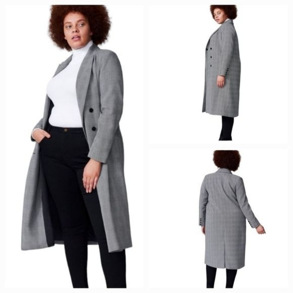 Universal Standard Gray Double-Breasted Long Coat